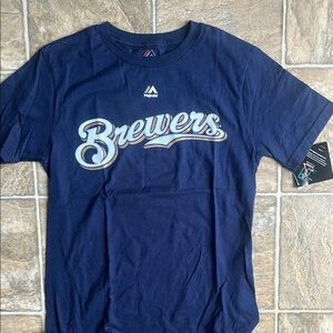 Majestic Kids Brewers Navy T-Shirt